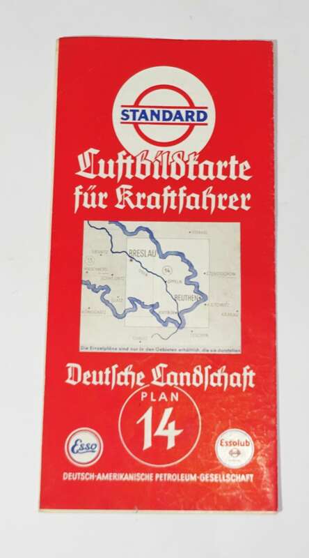 Standard Luftbildkarte Esso Plan 14 Breslau Beuthen Schlesien 1930er 
