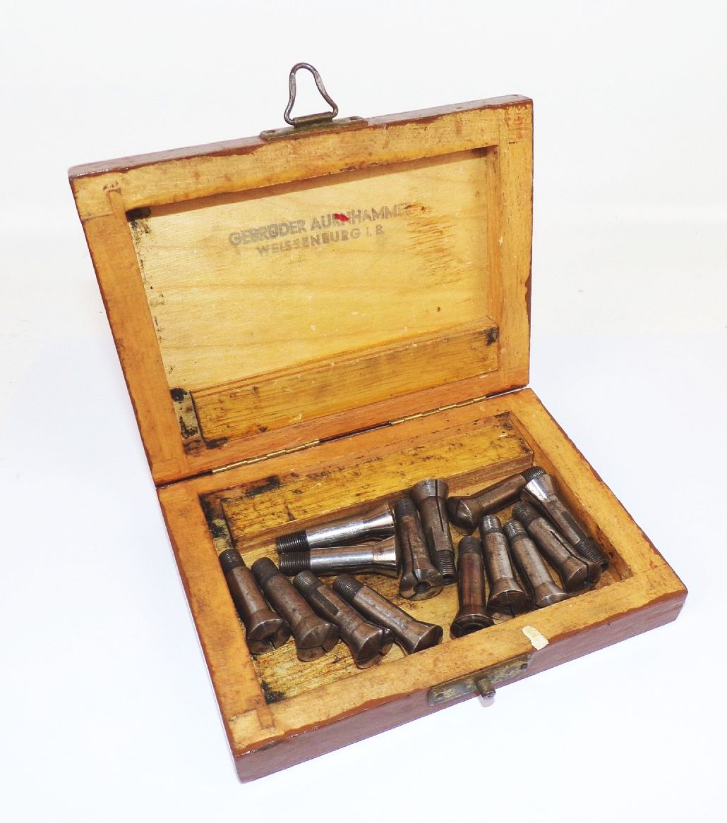 Lot alter Spannzangen Uhrmacher Boley Leinen Werkzeug für Drehbank