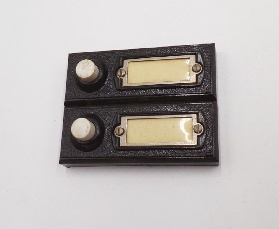 Klingelknopf Namensschild Taster Druckknopf 2er Bakelit Vintage 