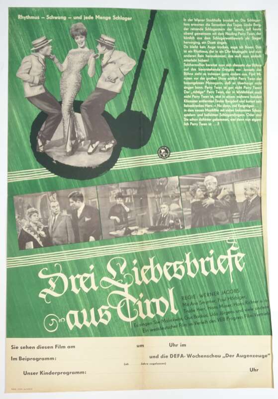 Drei Liebesbriefe aus Tirol DDR Filmplakat Progress Smyrner Hörbiger 