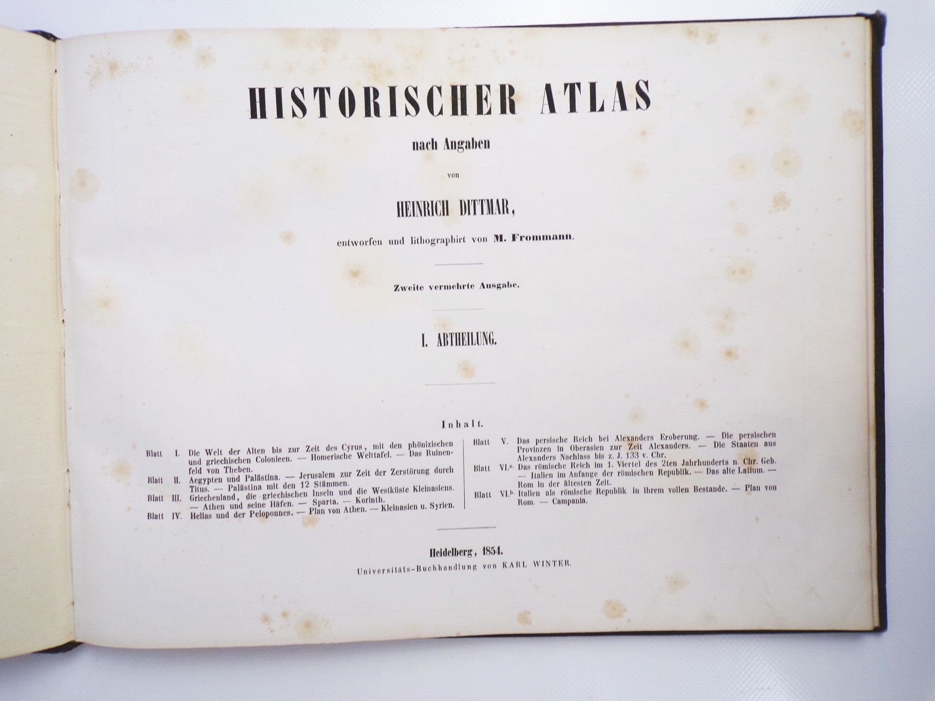 Historischer Atlas von Dittmar I und II Abteilung 1854