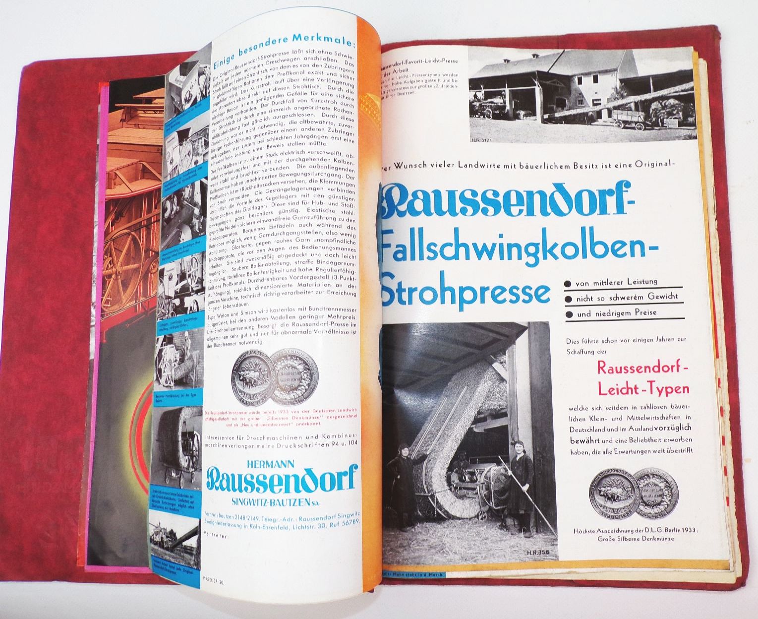 Raussendorf Landtechnik Mappe mit Prospekten um 1935 Reklame Werbung Bauer
