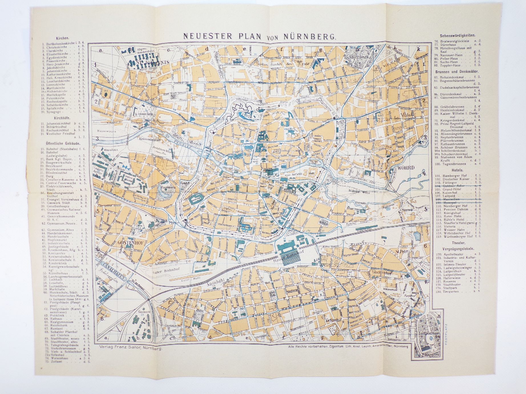 Nürnberg Führer durch die Stadt 1922 Stadtplan