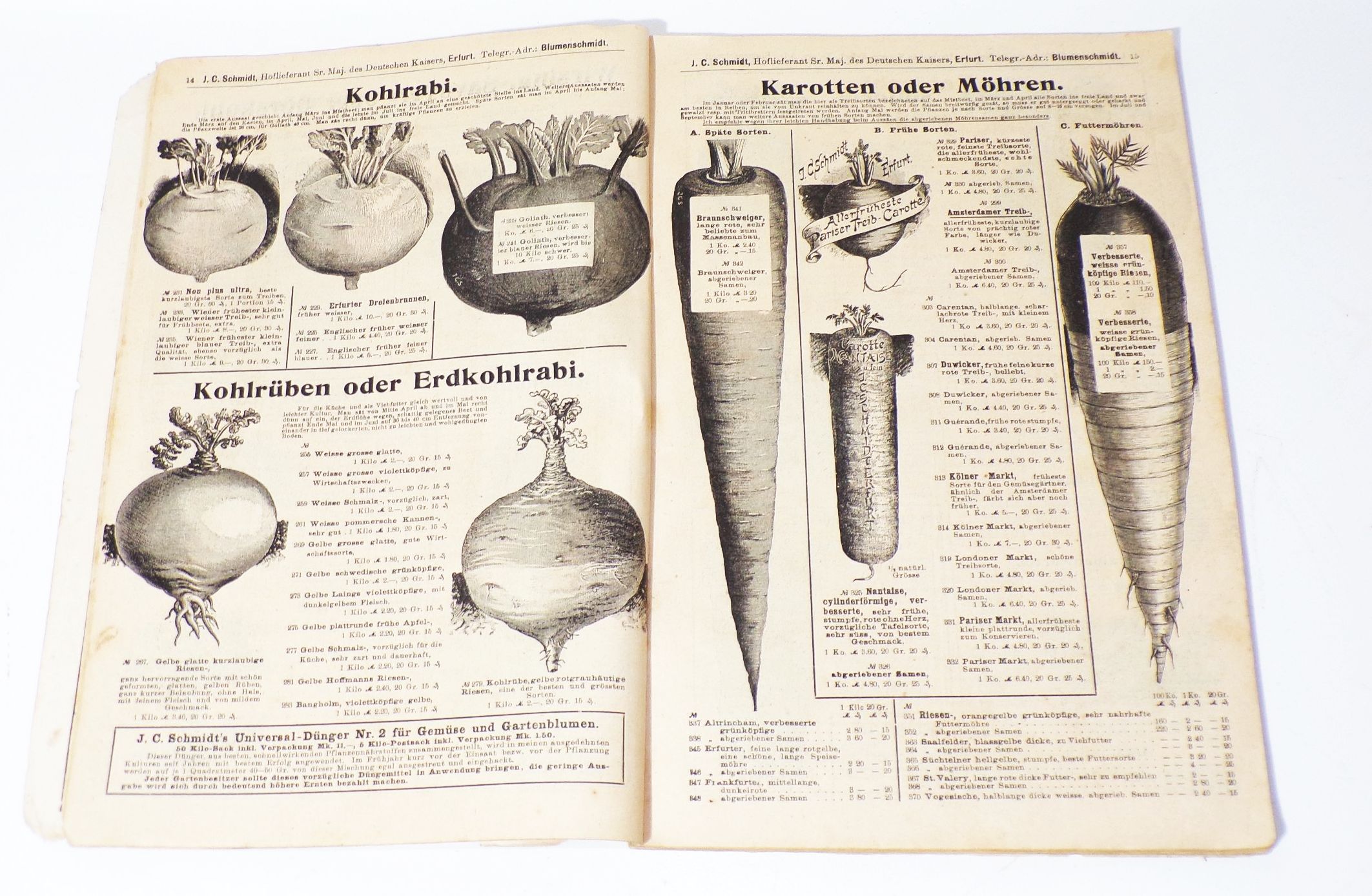 Katalog Schmidt Erfurt 1908 Preisbuch Blumen Gemüse Zimmerpflanzen Saatgut