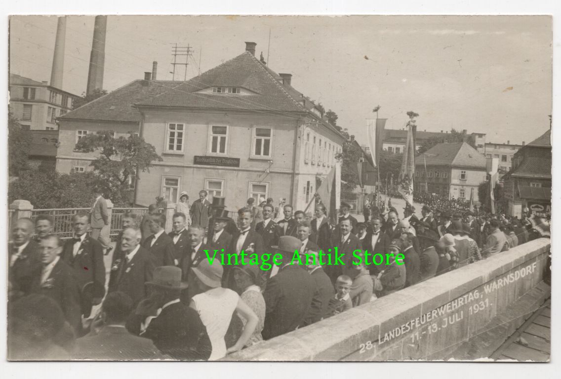 Foto Ak Warnsdorf Landes Feuerwehr Tag 1931