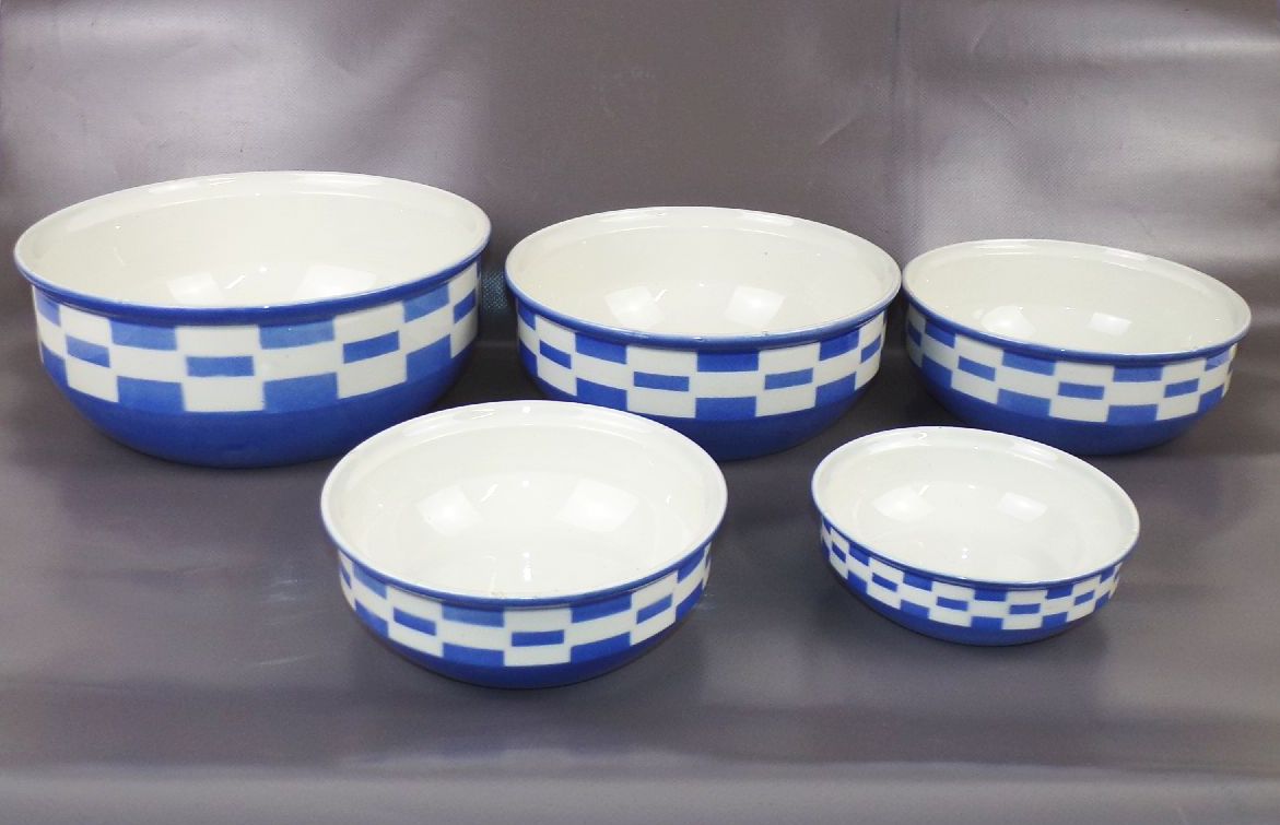 Altes Schüssel Spritzdekor Set 5 Keramik Schalen Küche Vintage 