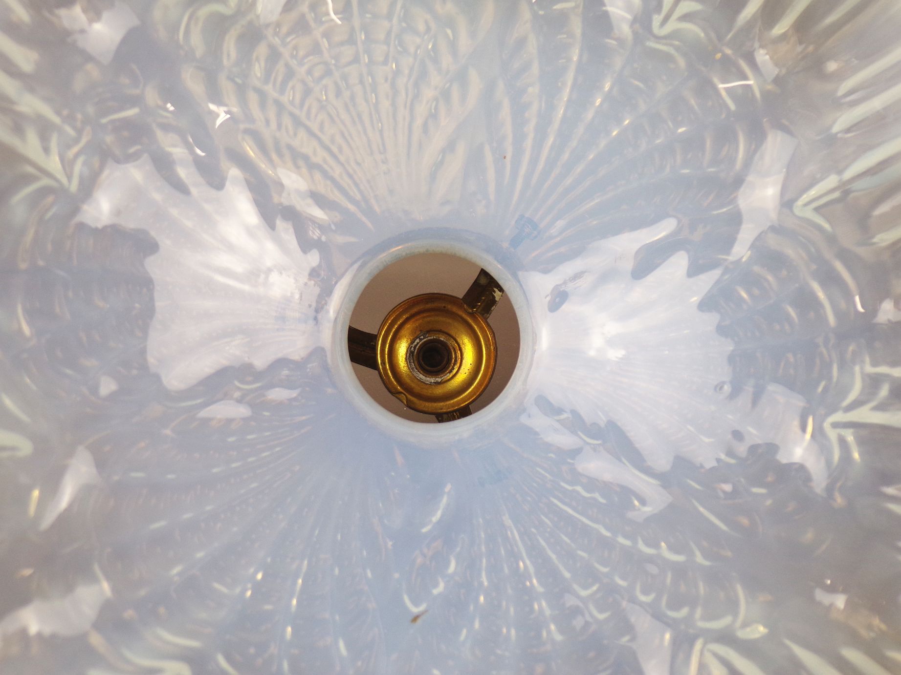 Alte Jugendstilleuchte Deckenlampe Milchglas um 1900 Messing