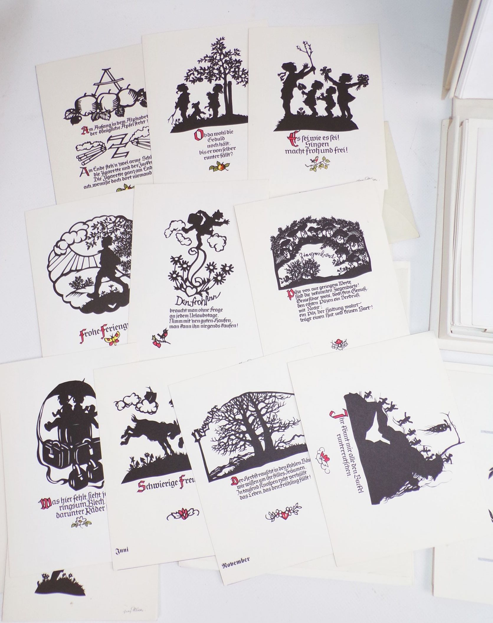 Plischke Scherenschnitt Klaus Pfleumer Zittau Briefpapier Postkarten 