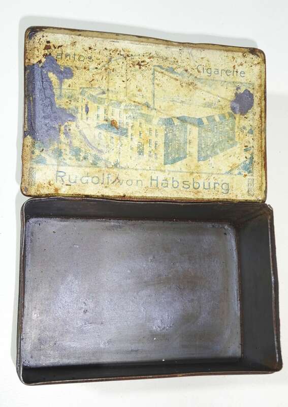 Alte Blechdose Rudolf von Habsburg Xantos Dresden 100er Zigaretten 