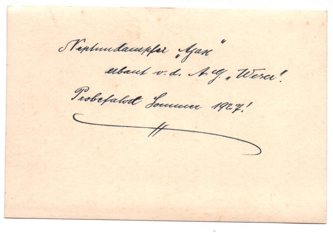 Foto Ak Neptundampfer Max AG Weser Probefahrt Sommer 1927 Schiff 