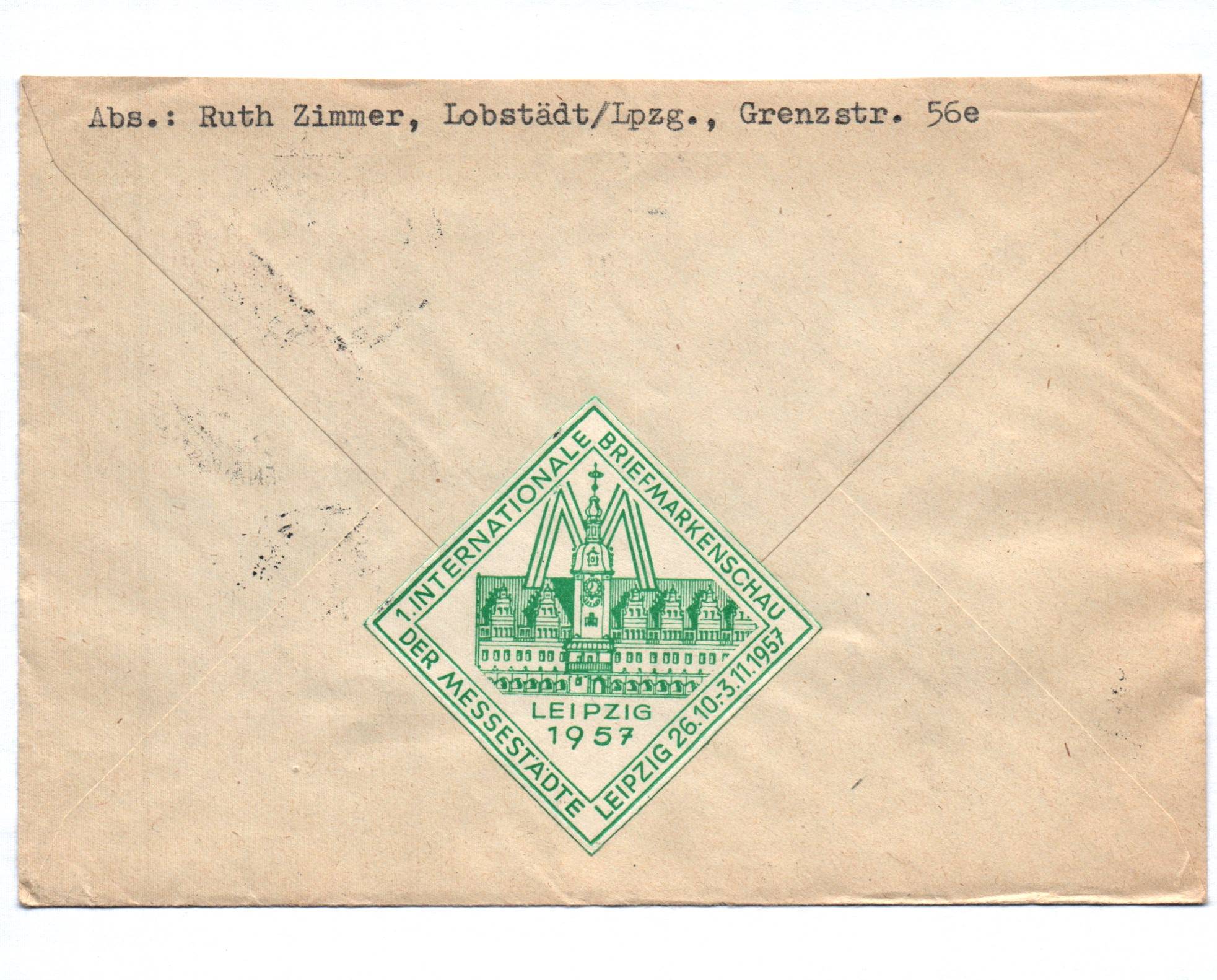 R Brief Leipzig Sonderpostamt 1957 Einschreiben