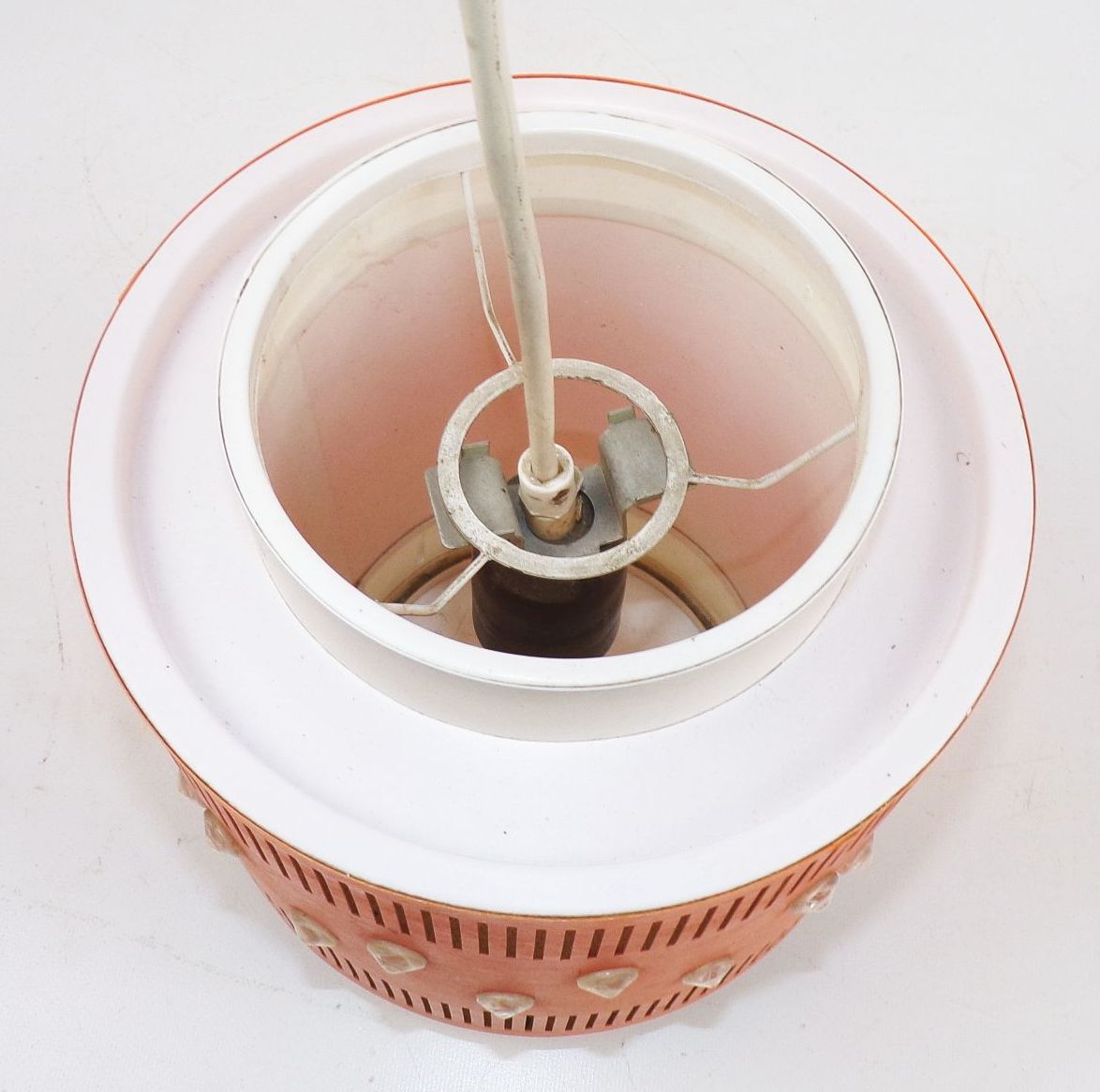 DDR Deckenleuchte Weiss Orange E27 Pendellampe Retro Lampe 