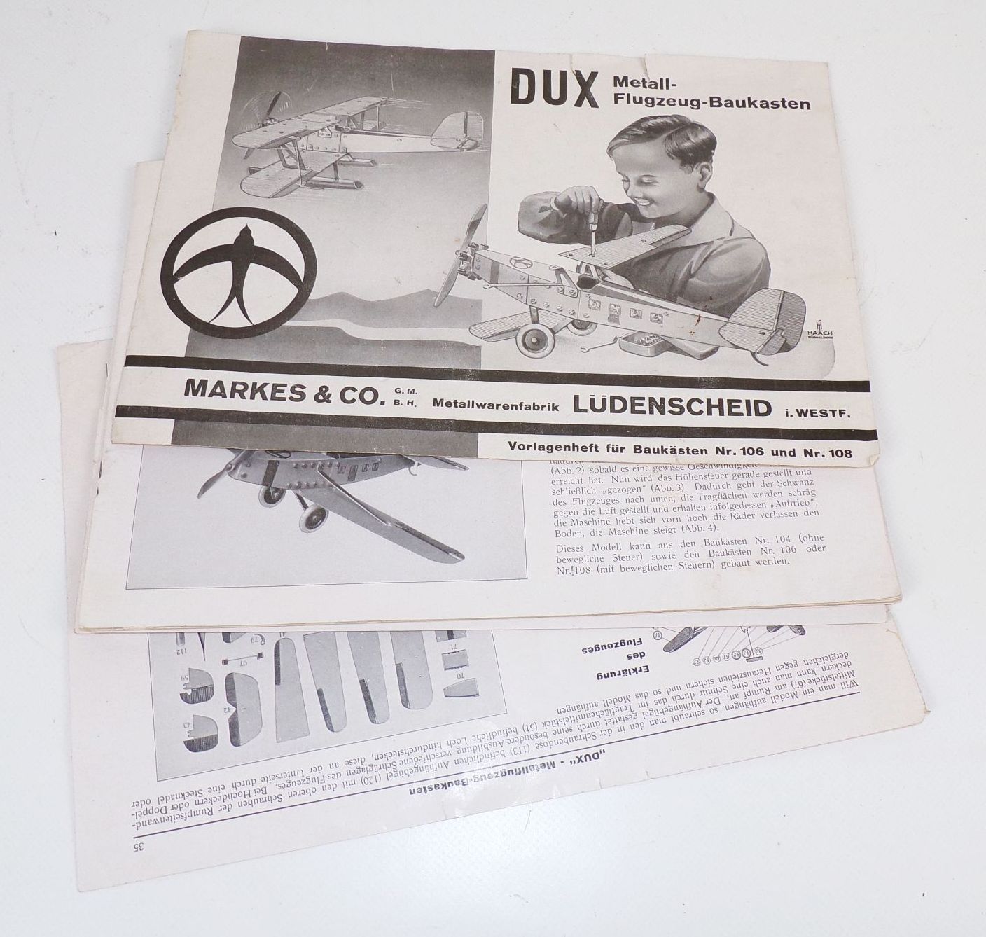 Dux 108 Metall Flugzeug Baukasten Markes u Co Lüdenscheid 1933