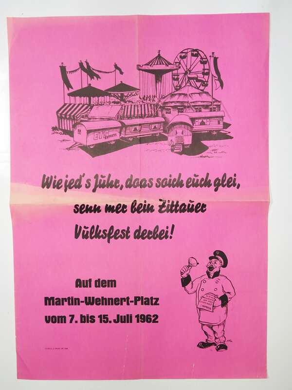Plakat Zittau Volksfest Jahrmarkt Rummel 1962 DDR 