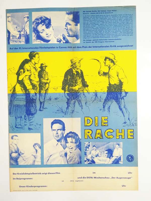 Die Rache Filmfestspiele Cannes 1958 Filmplakat Die Rache Filmfestspiele Cannes 1958 Filmplakat