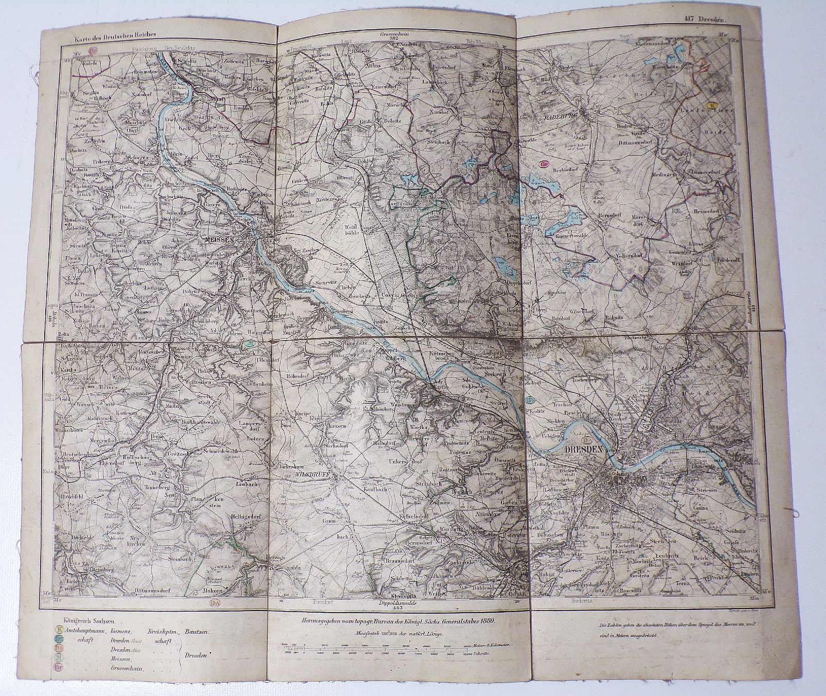 Alte Karte Dresden 1880 Landkarte Druck 