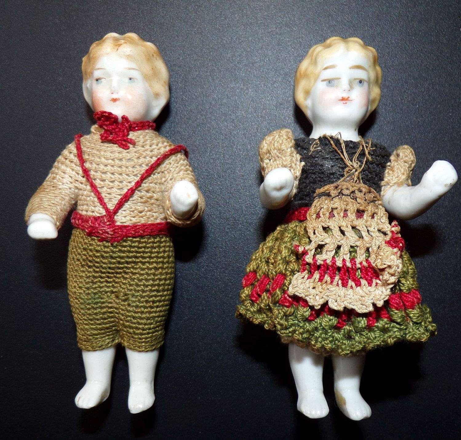 Uralte Porzellan Puppen für Puppenstube um 1900