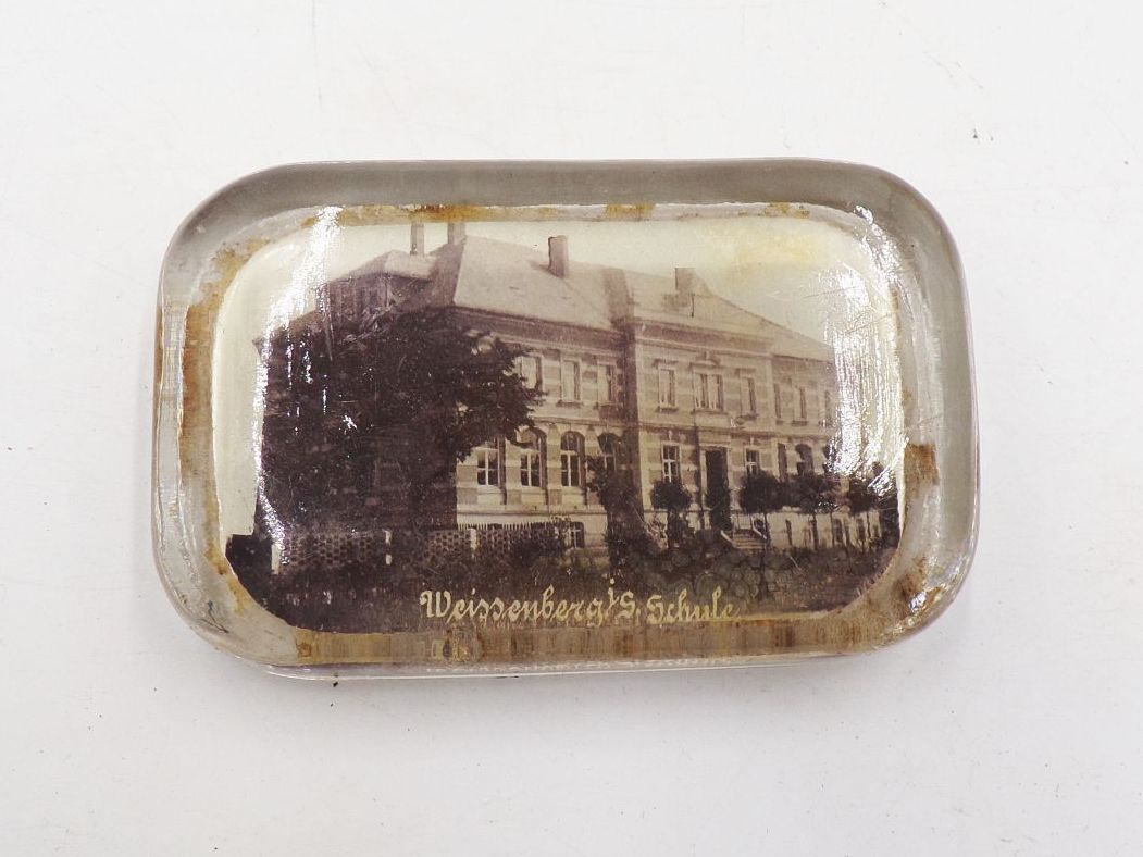 Alter Briefbeschwerer Andenken Weissenberg Sachsen Schule um 1900