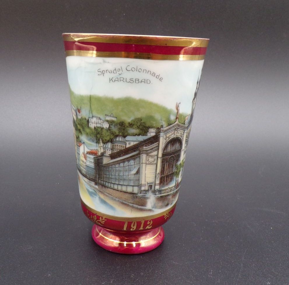 Alte Andenkentasse Karlsbad Böhmen 1912 Porzellan Antik Tasse