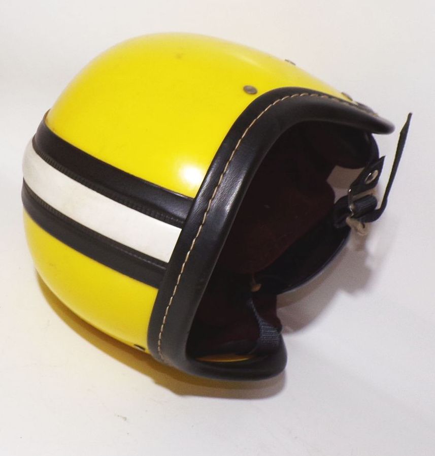 DDR Halbschale Mopedhelm Gelb Größe 58 mit Brille Eierschale 