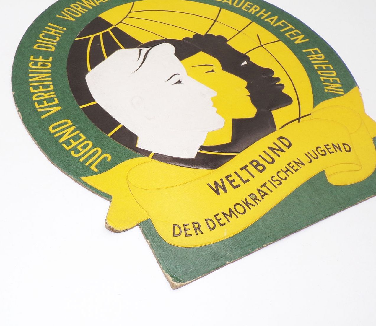 Altes DDR Schild Weltbund Demokratische Jugend Vereinige Dich Frieden 