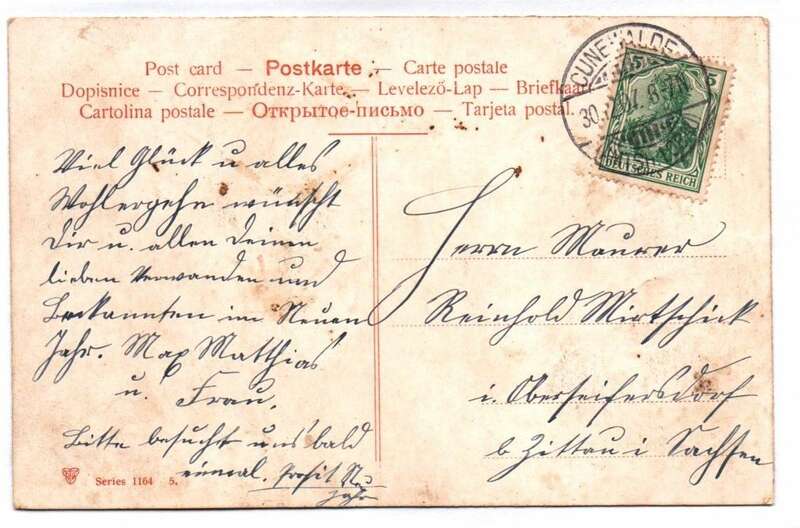 Postkarte Schweine mit Geldscheinen Kaiserreich 1907