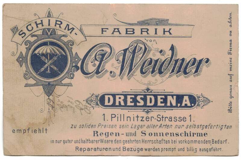 Nota A. Weidner Dresden Schirmfabrik 1894 
