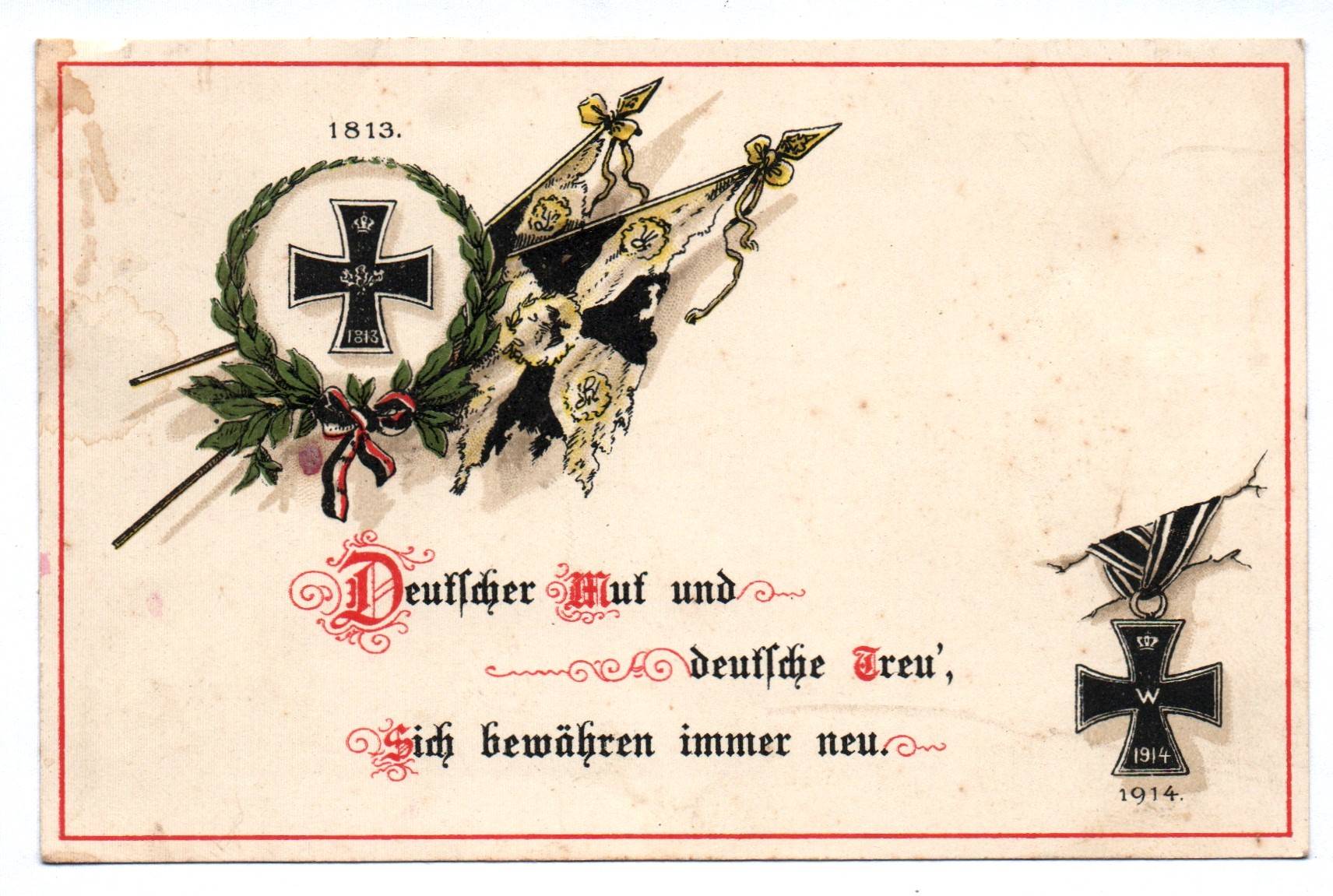 Feldpost Ak 1915 Eisernes Kreuz Deutscher Mut und deutsche Treu 1 Wk