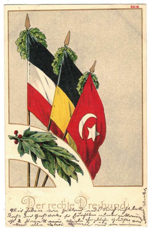 Litho Ak Flaggen Fahnen Kaiserreich Türkei 1915 