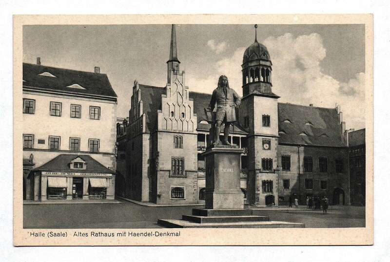 Ak Halle (Saale) Altes Rathaus mit Haendel-Denkmal