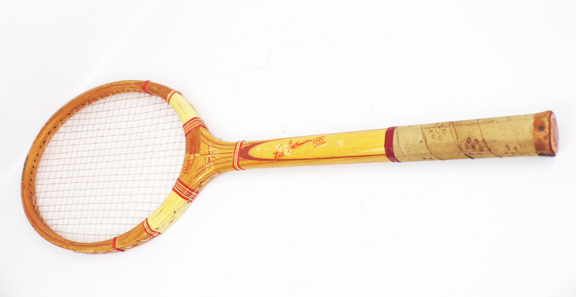 Alter Tennisschläger Rot Weiß Vintage Deko handmade