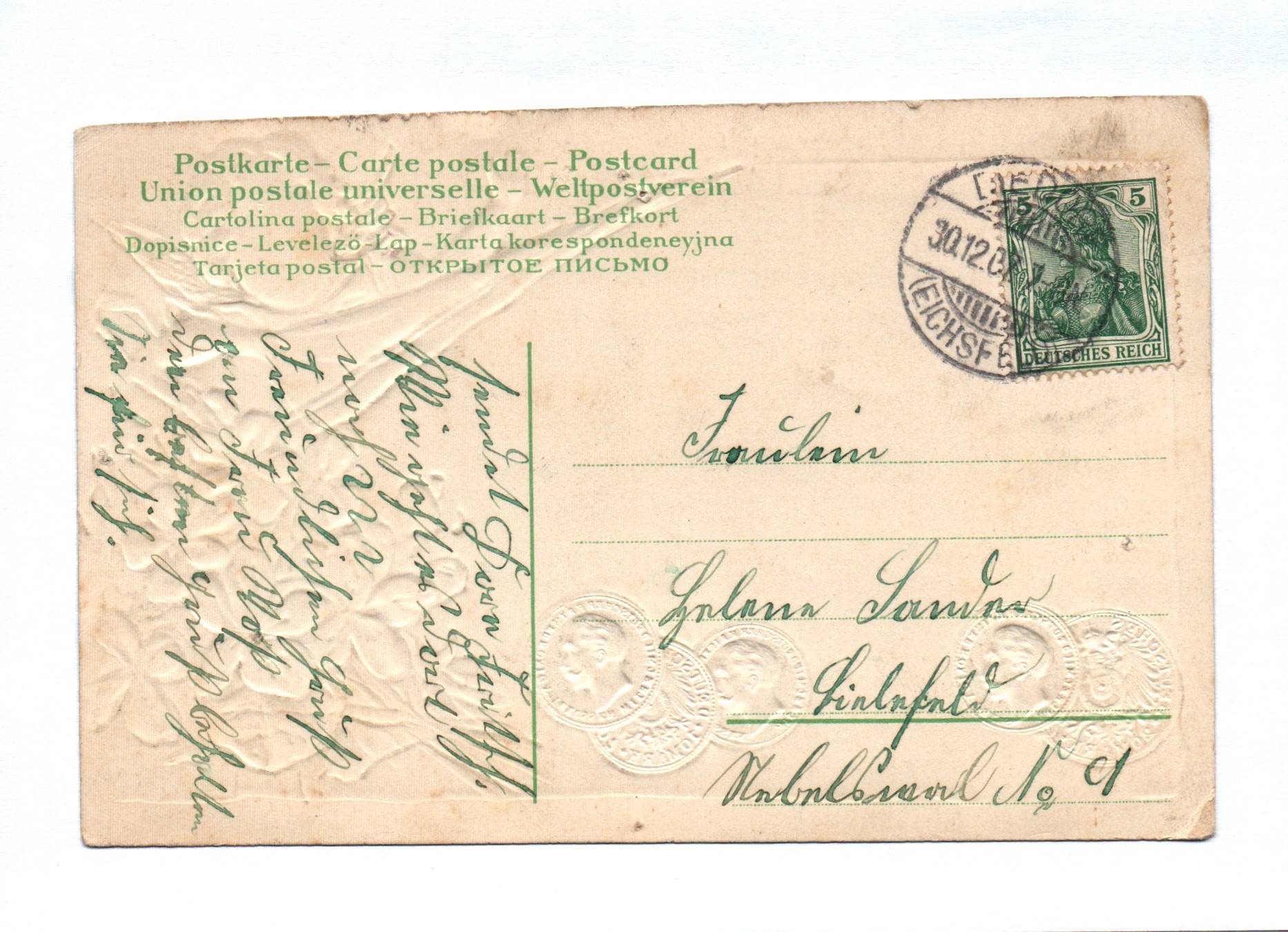 Künstler Ak geprägt Geldschein Engel Glückwünsche zum neuen Jahre 1907 Künstler Ak geprägt Geldschein Engel Glückwünsche zum neuen Jahre 1907