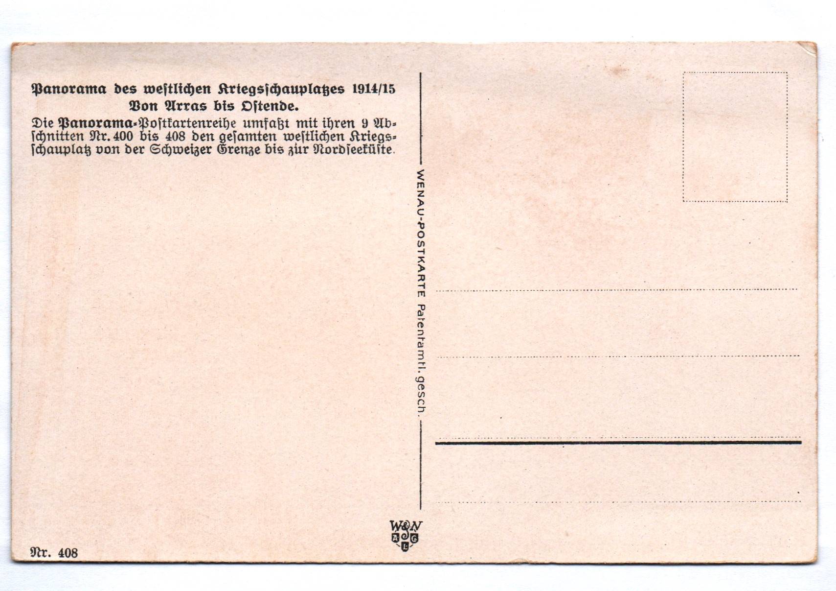 Ak Panorama westlicher Kriegsschauplatz 1914 1915 Von Arras bis Ostende 1 Wk