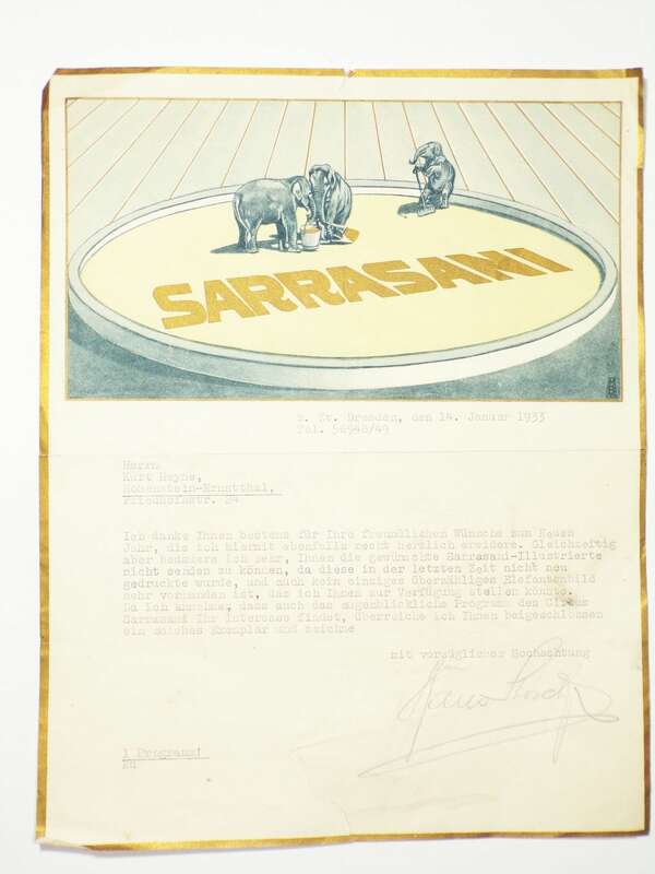 Konvolut Sarrasani Zirkus Briefköpfe 1933 bis 1941 Circus 