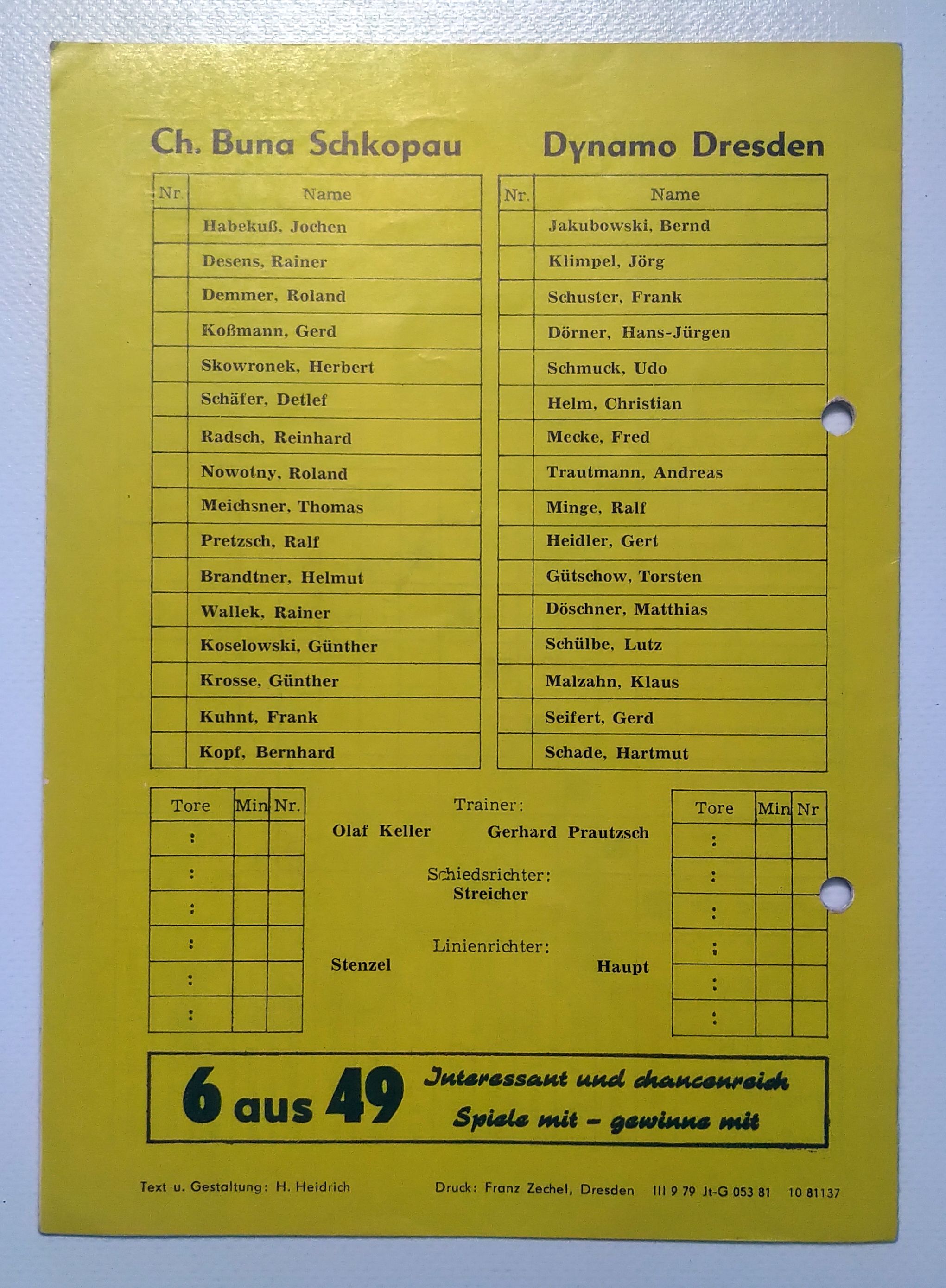 Fußball Programmheft 1981 Ch Buna Schkopau - Dynamo Dresden
