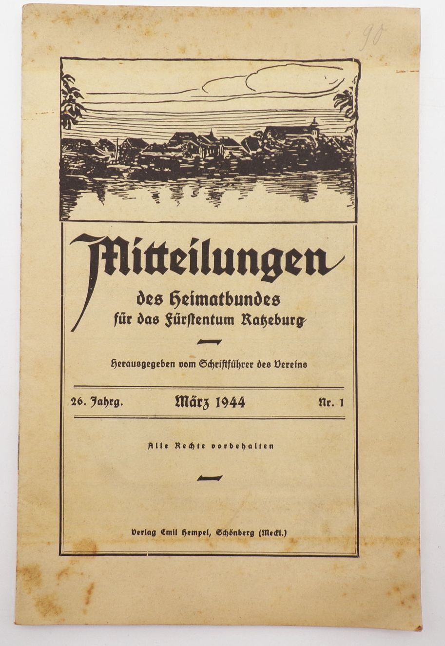 Mitteilungen des Heimatbundes für das Fürstentum Ratzeburg 1944 Nr 1