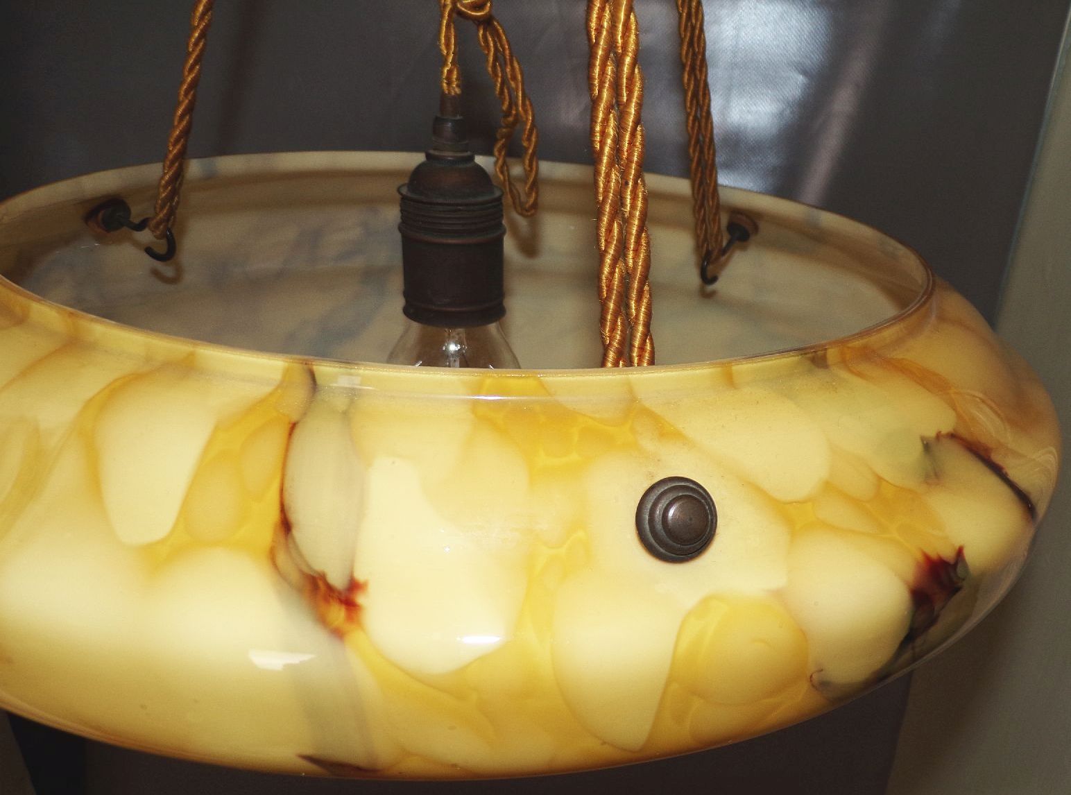 Alte Schalenlampe Art Deco E27 Marmor Optik Deckenleuchte 