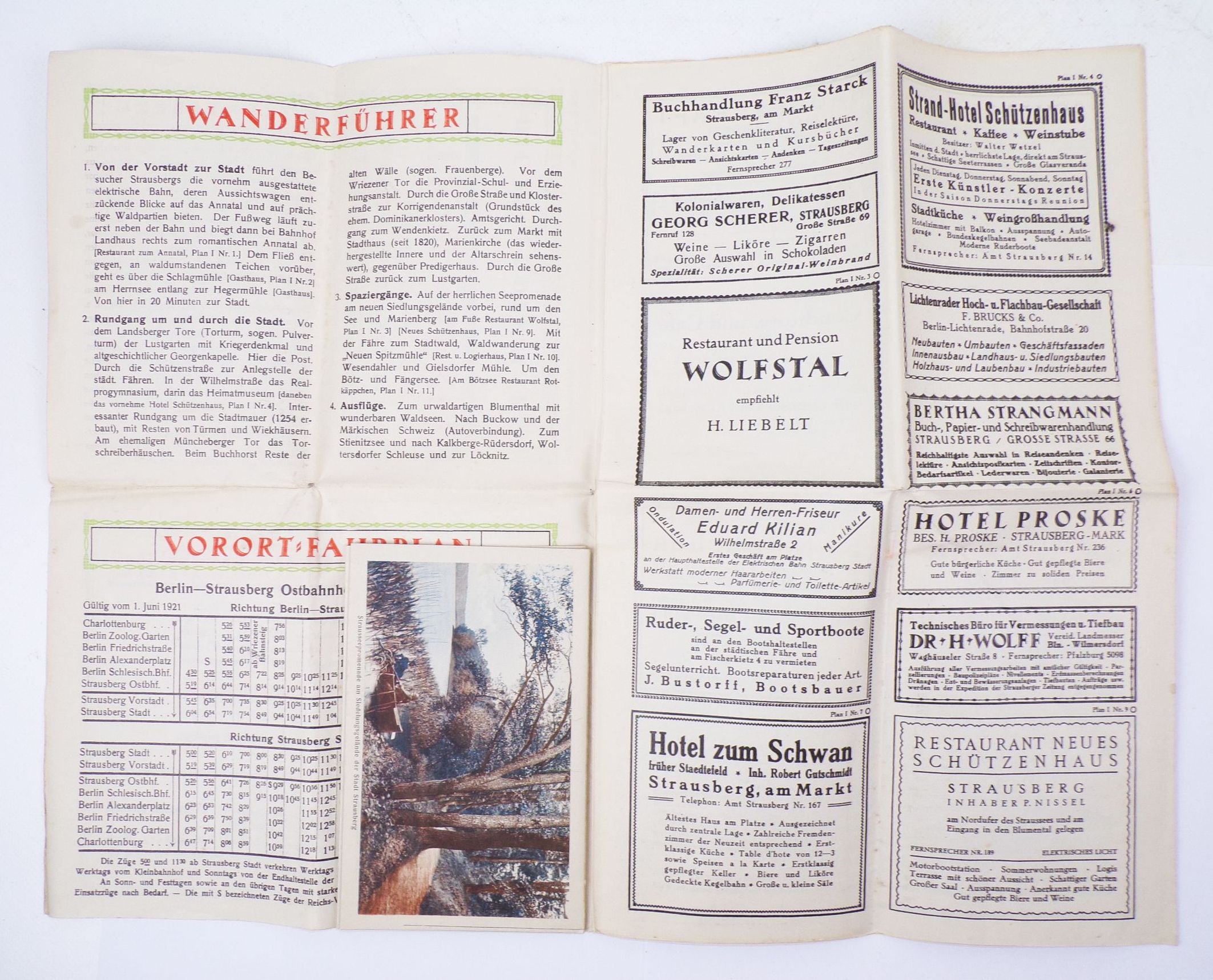 Prospekt Strausberg Perle der Mark 1930er Ansichtskarten Stadtplan