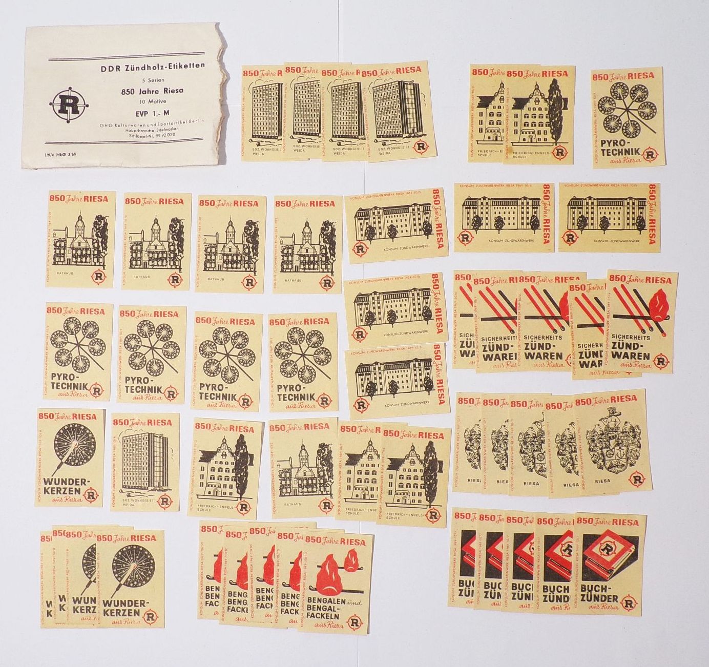 DDR Streichholzetiketten 850 Jahre Riesa 1969 
