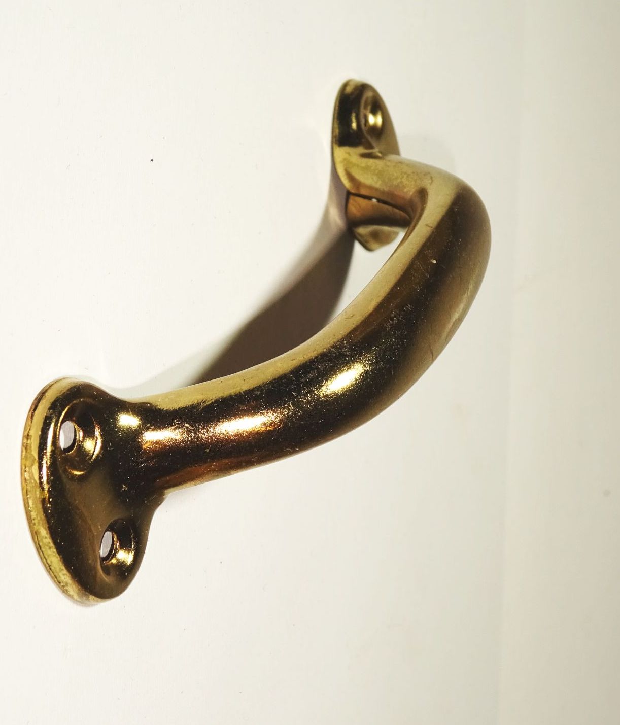 Schubladengriff Möbelgriff Metall 12 cm messingfarben DDR Griff