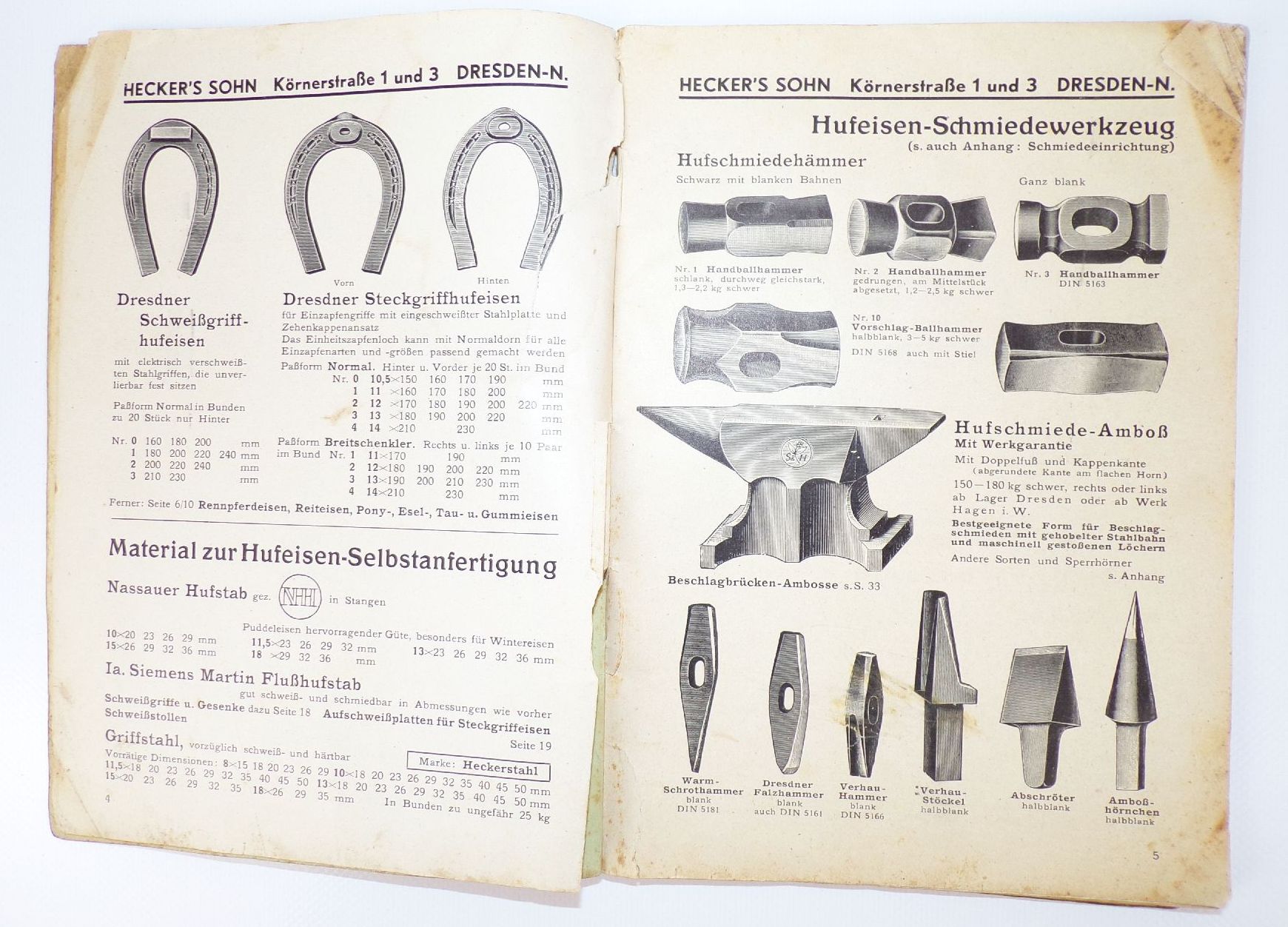 Katalog Hecker Sohn Dresden N6 Hufbeschlag Pferde Pflege Schmied 