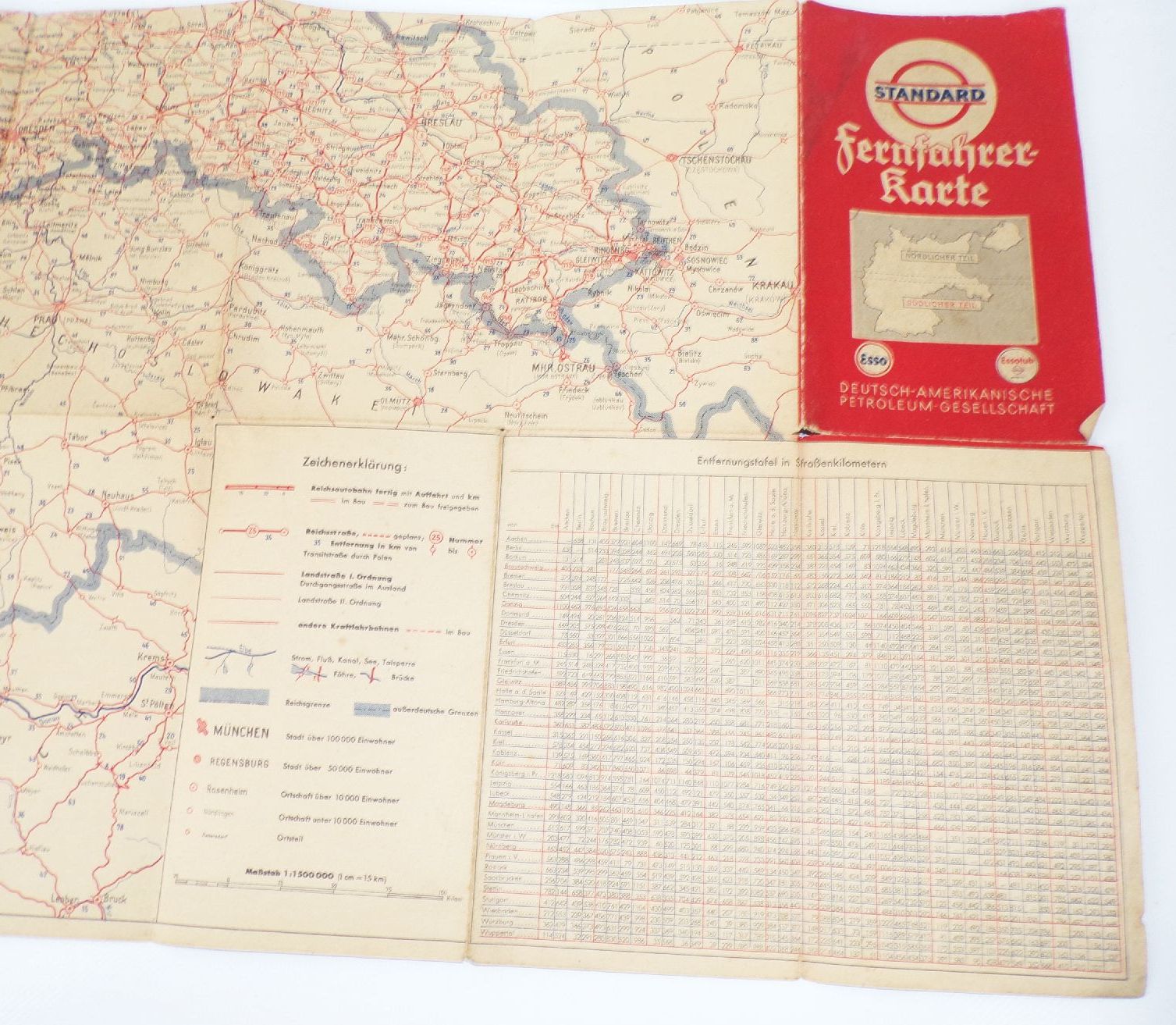 Standard Fernfahrer Karte Deutsches Reich Norden Süden Gebiete Esso 1930 er Standard Fernfahrer Karte Deutsches Reich Norden Süden Gebiete Esso 1930 er