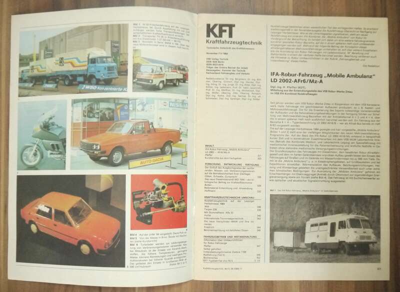 Neues von IFA Robur KFT Heft November 1984 Internationale Nutzfahrzeugtechnik