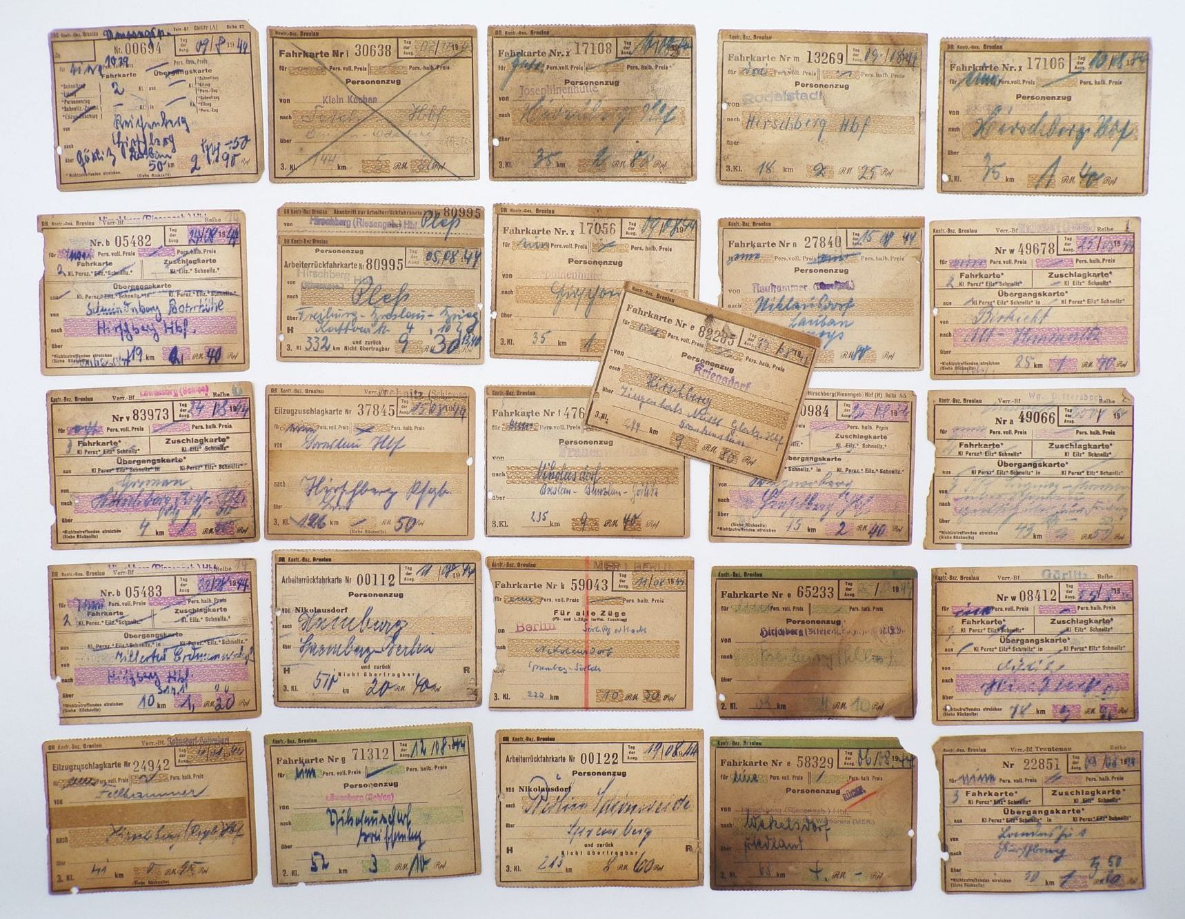 Konvolut Eisenbahn Fahrscheine Schlesien 