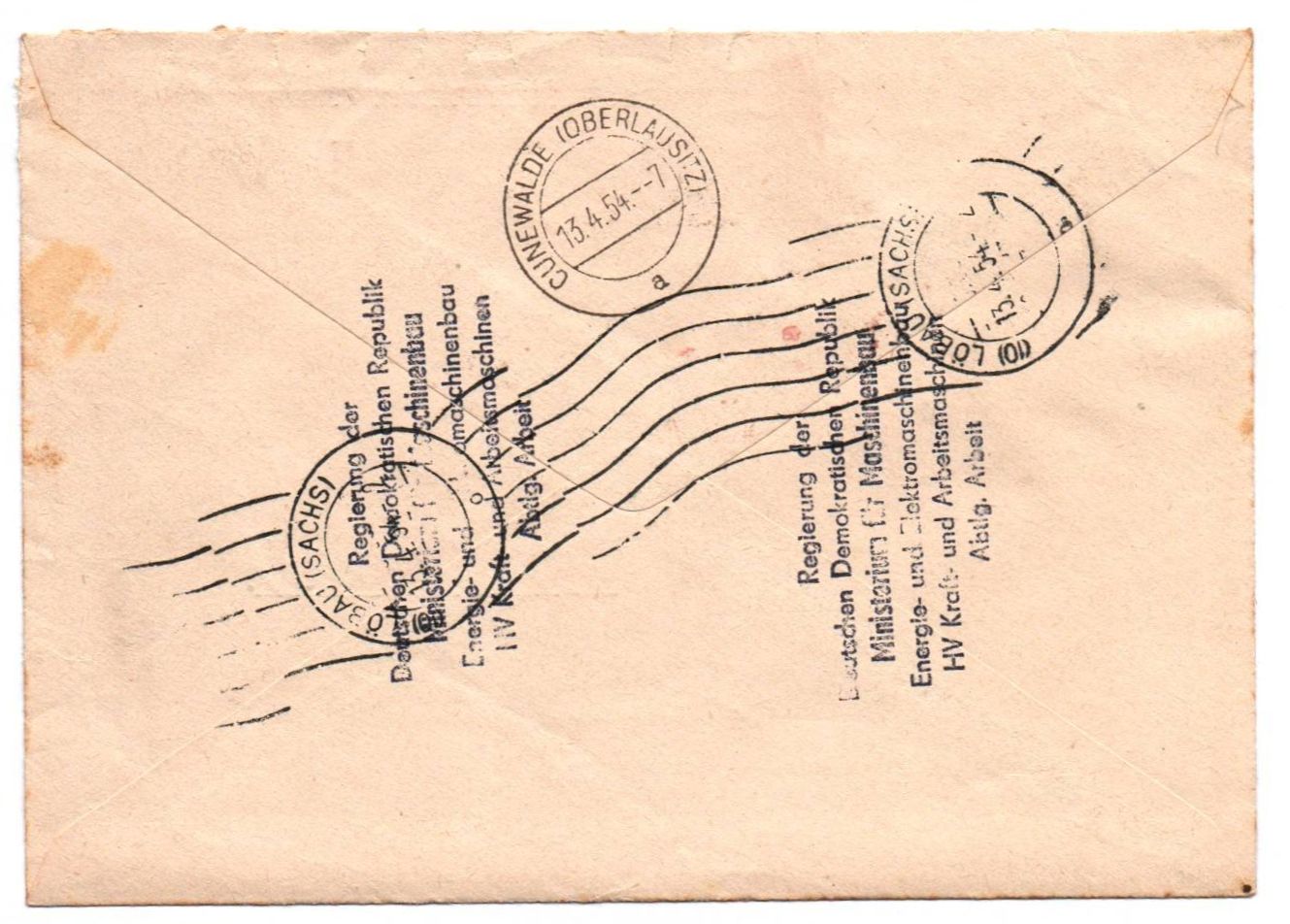 V Berlin W8 Ministerium für Maschinenbau VEB Motorenwerk Cunewalde 1954