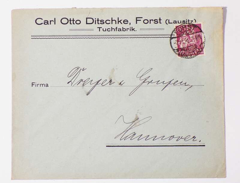 Brief 1921 Carl Otto Ditschke Forst Lausitz Tuchfabrik 1921 