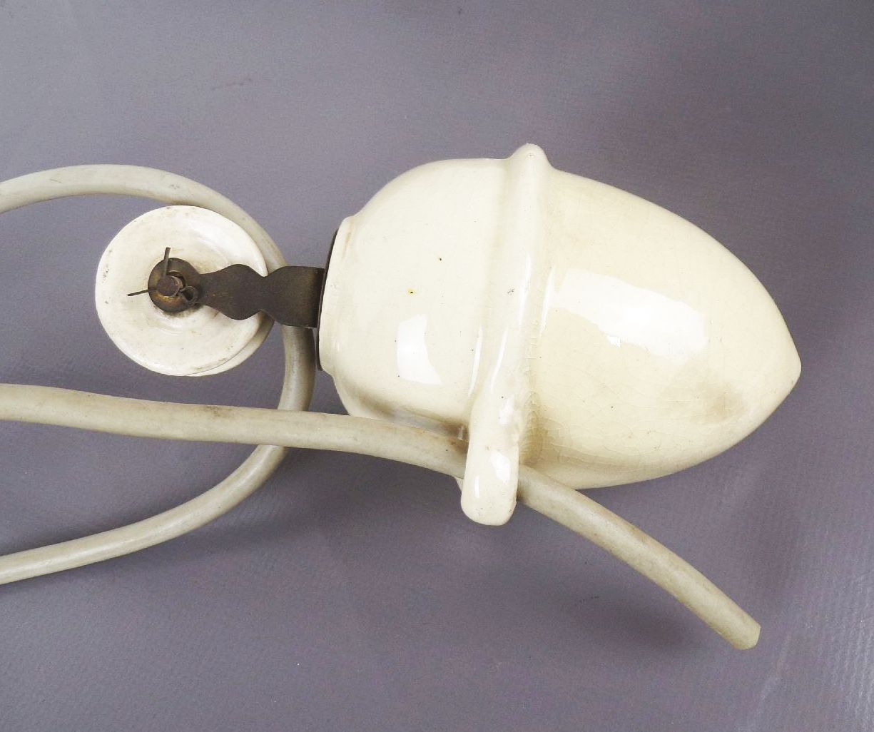 Alter Lampenzug Weiss Steingut Lampenpendel Leuchte Aufhängung