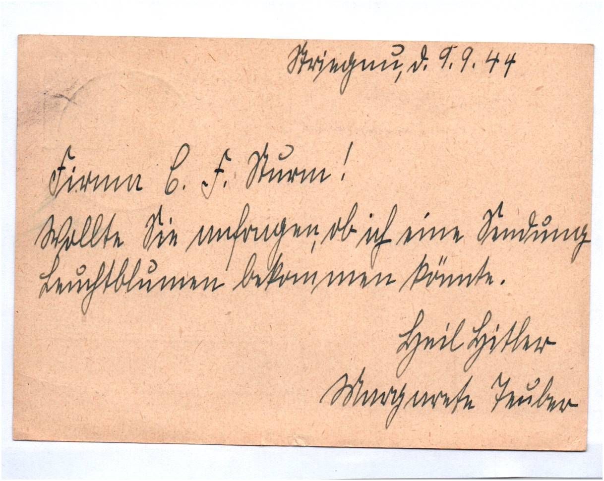 Postkarte Striegau Stempel Schlesien 1944 Postkarte Striegau Stempel Schlesien 1944
