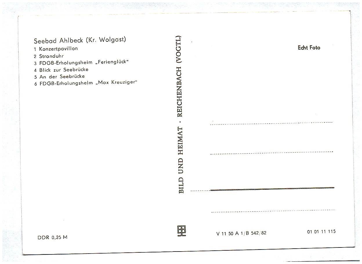 Ak Gruß aus Ahlbeck Kr Wolgast Konzertpavillon Stranduhr FDGB Ferienglück Seebrücke Echtfoto DDR Ak Gruß aus Ahlbeck Kr Wolgast Konzertpavillon Stranduhr FDGB Ferienglück Seebrücke Echtfoto DDR