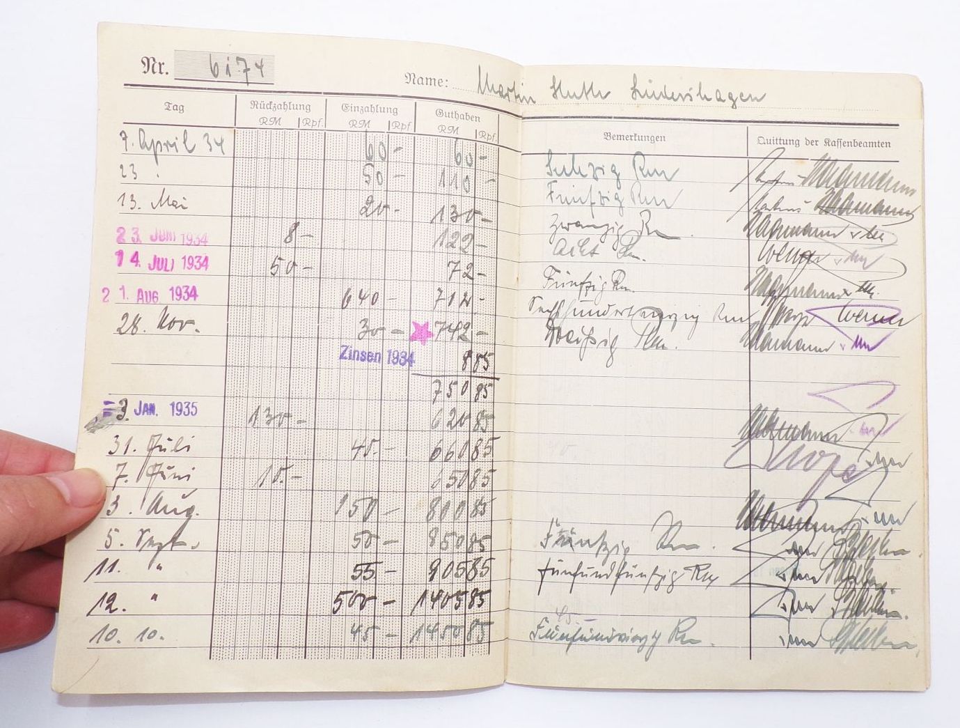 Sparbuch Barth Mecklenburg Städtische Sparkasse 1934 bis 1944 Sparbuch Barth Mecklenburg Städtische Sparkasse 1934 bis 1944